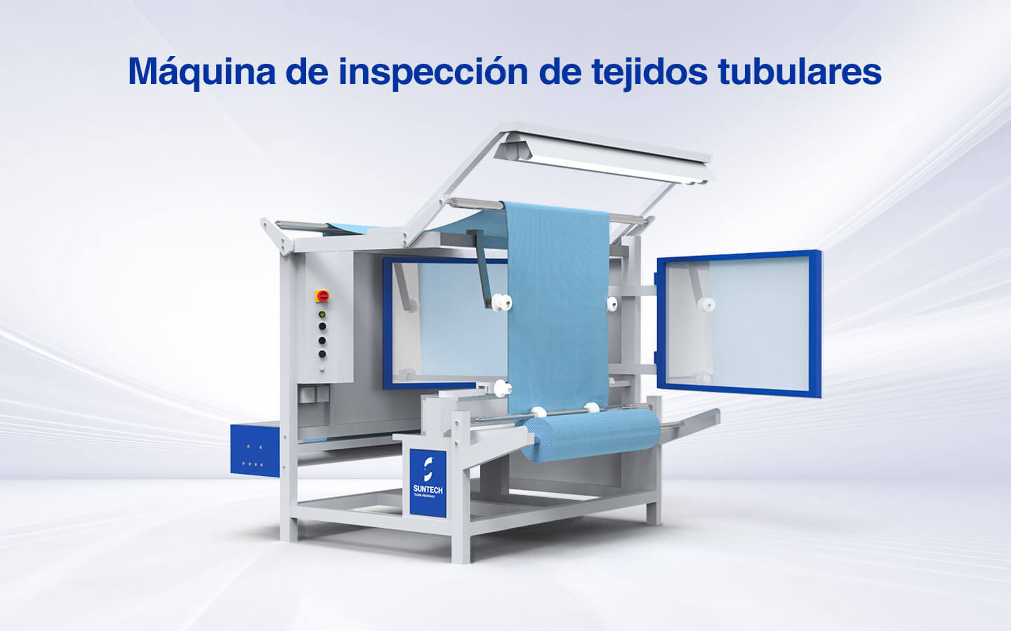 Máquina de inspección y enrollado de telas tubulares