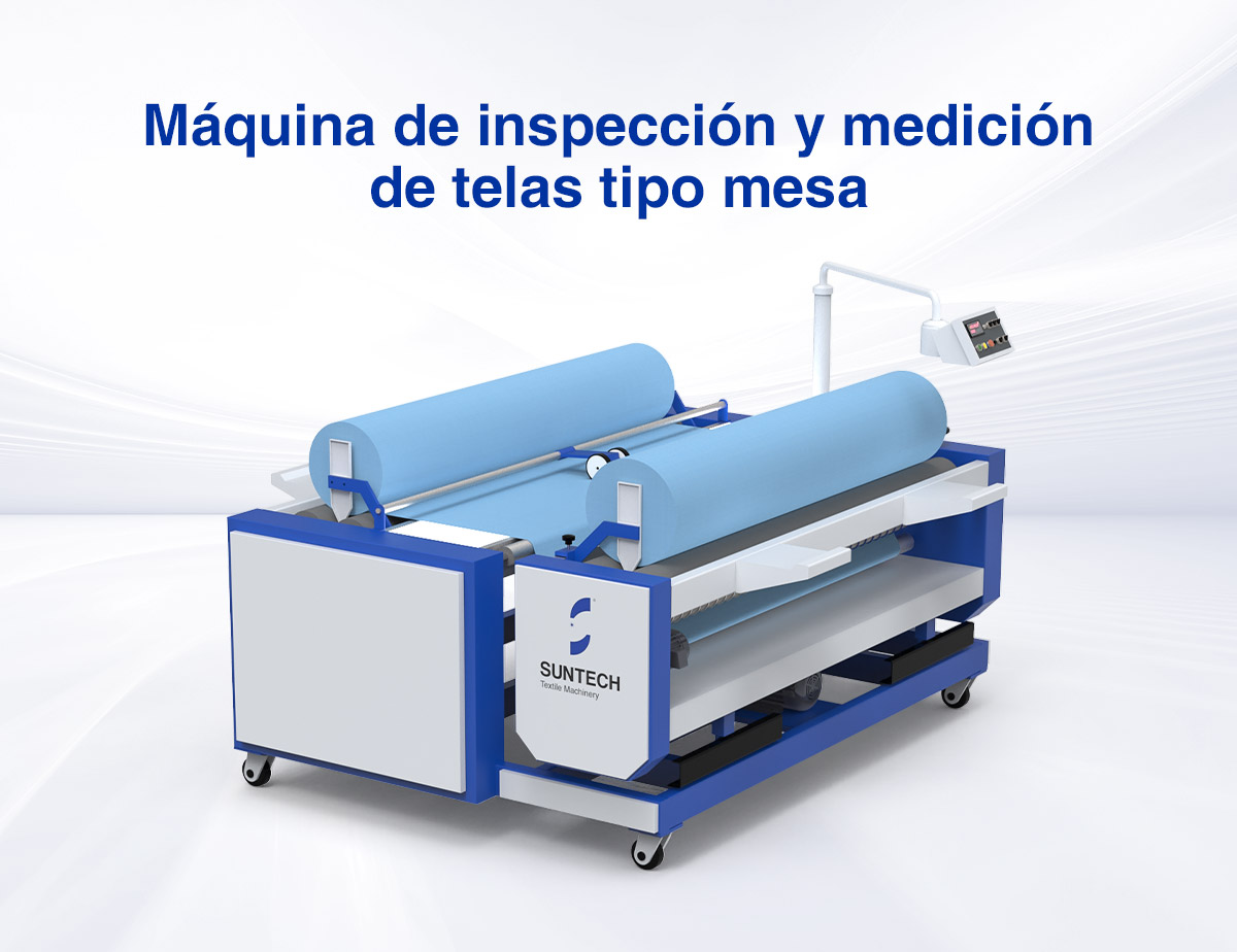 Máquina de inspección y enrollado de telas con plataforma