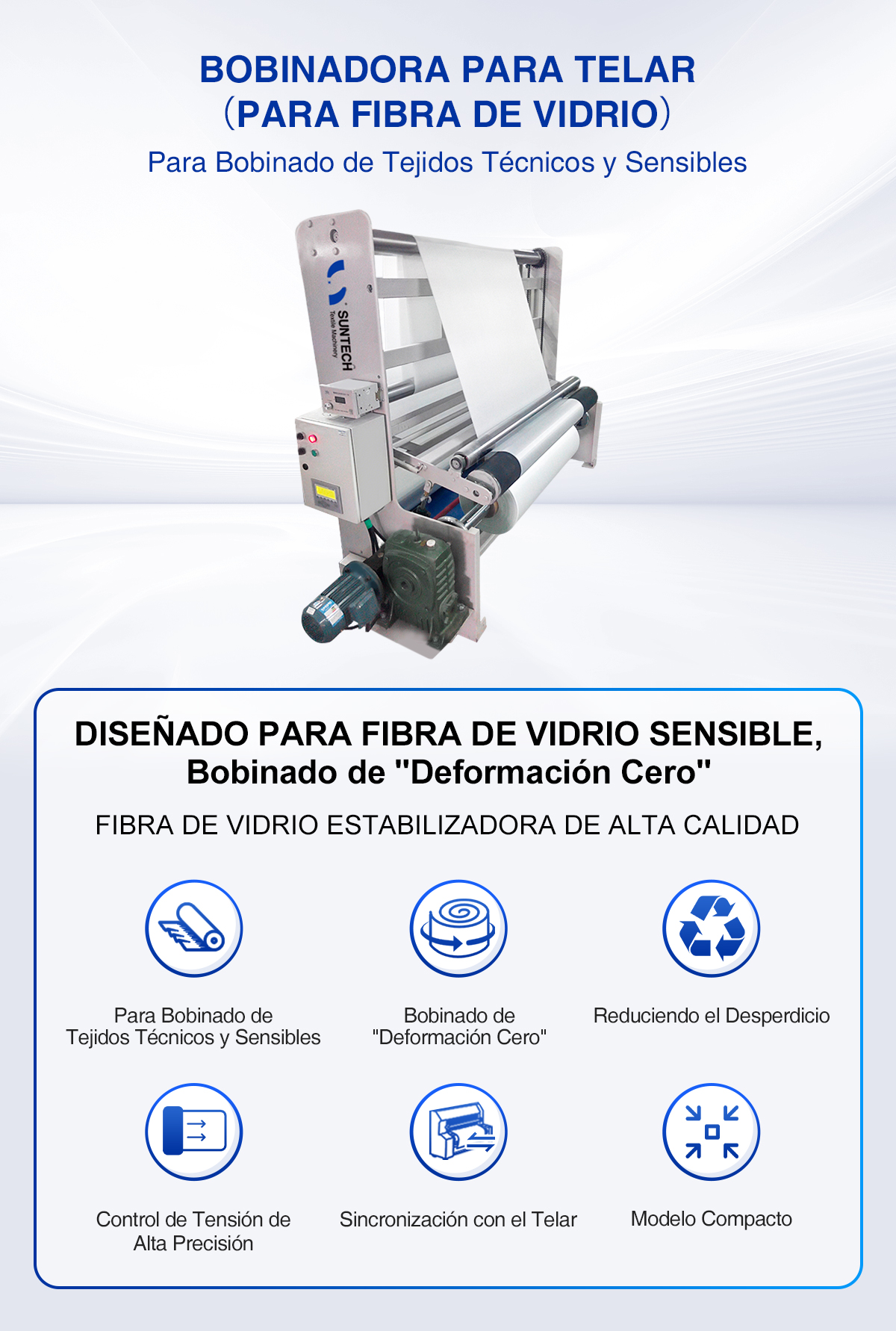 Bobinadora para Telar(Para Fibra de Vidrio) característica