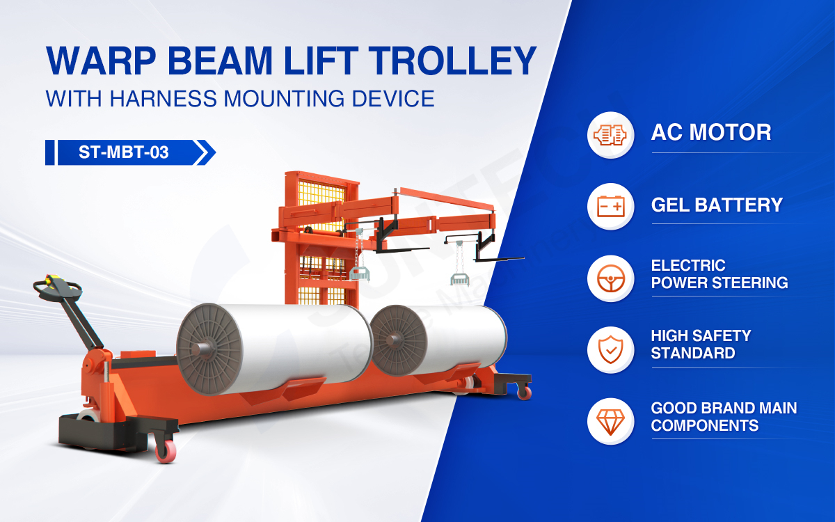 St Mbt Electric Warp Beam Lift Trolley With Harness Mounting Device