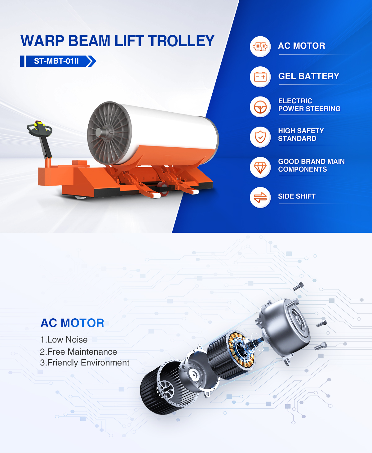 electric warp beam lift trolley(cradle type)