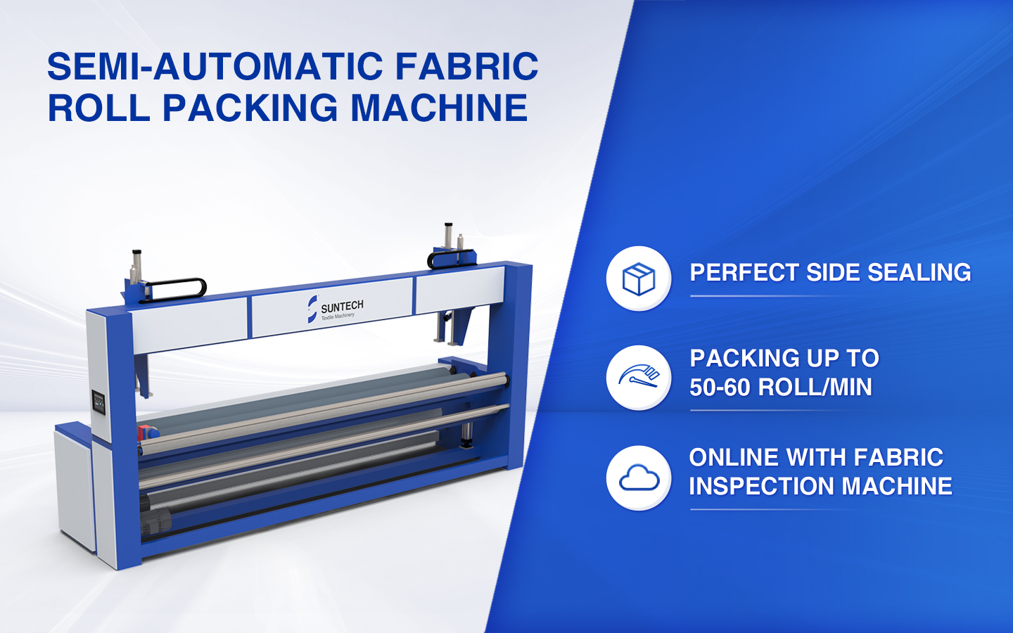 Semi-automatic Fabric Roll Packing Machine features