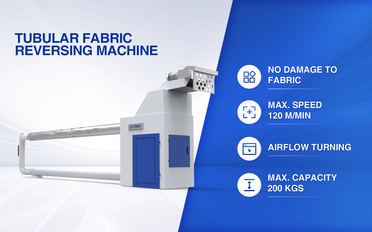 tubular fabric reversing machine features