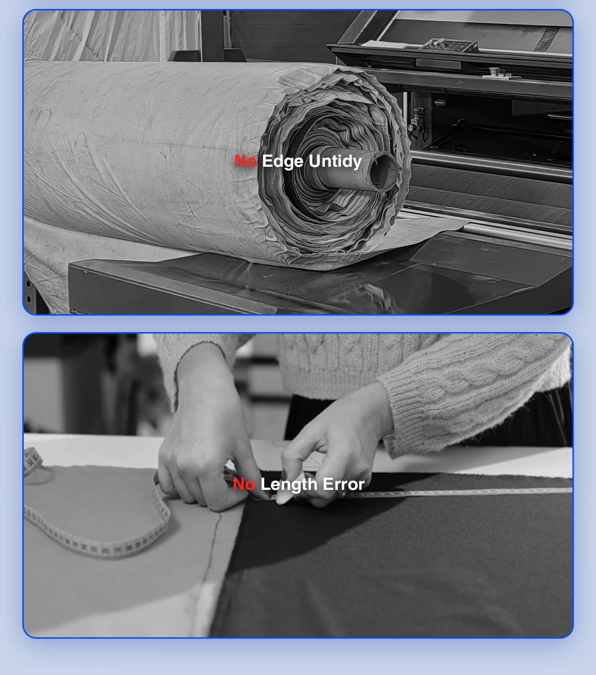 fabric batching machine with no edge untidyno length error