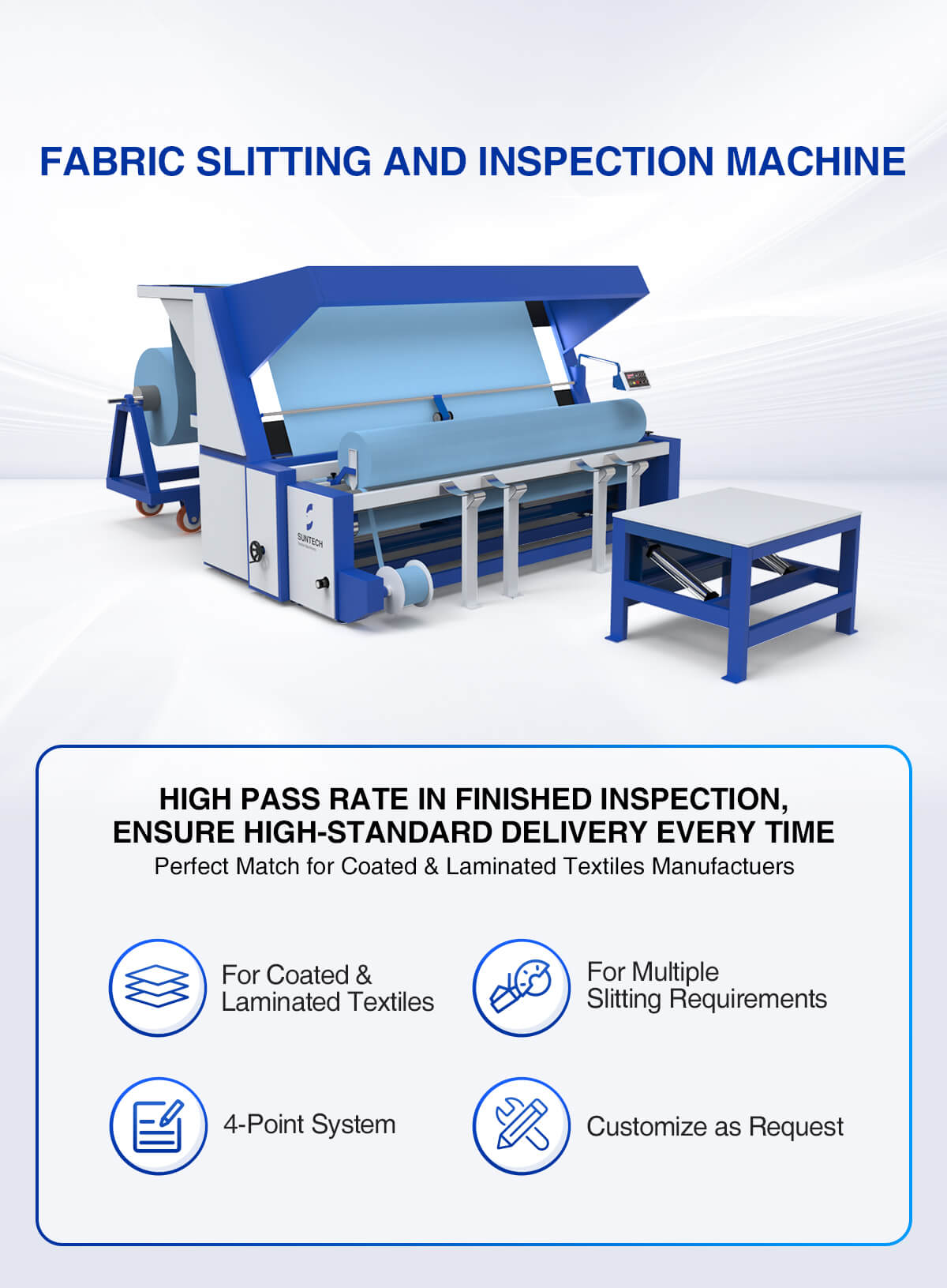 fabric slitting and inspection machine features