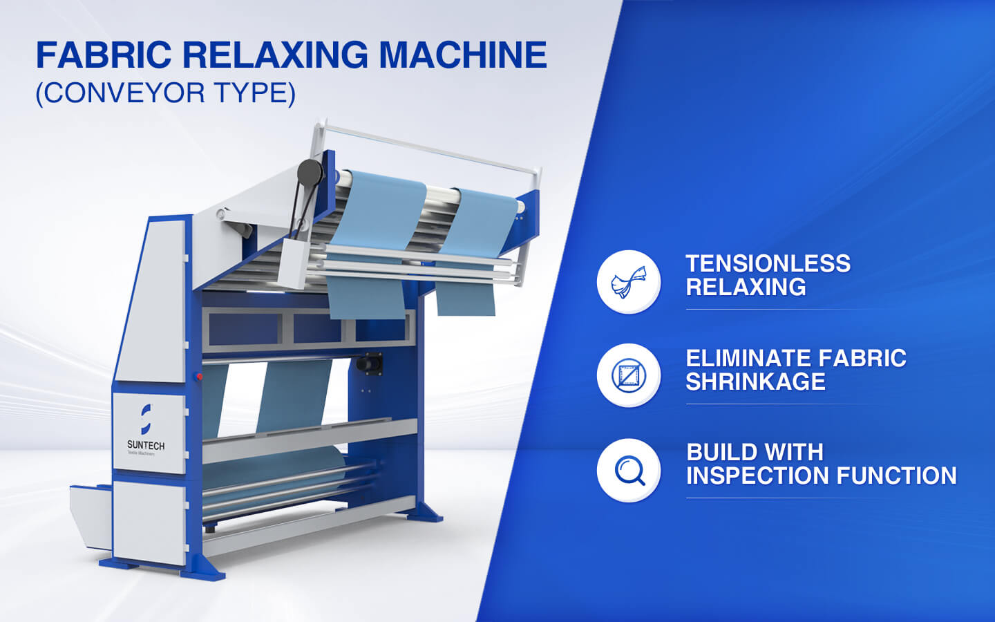 fabric relaxing machine conveyor type features
