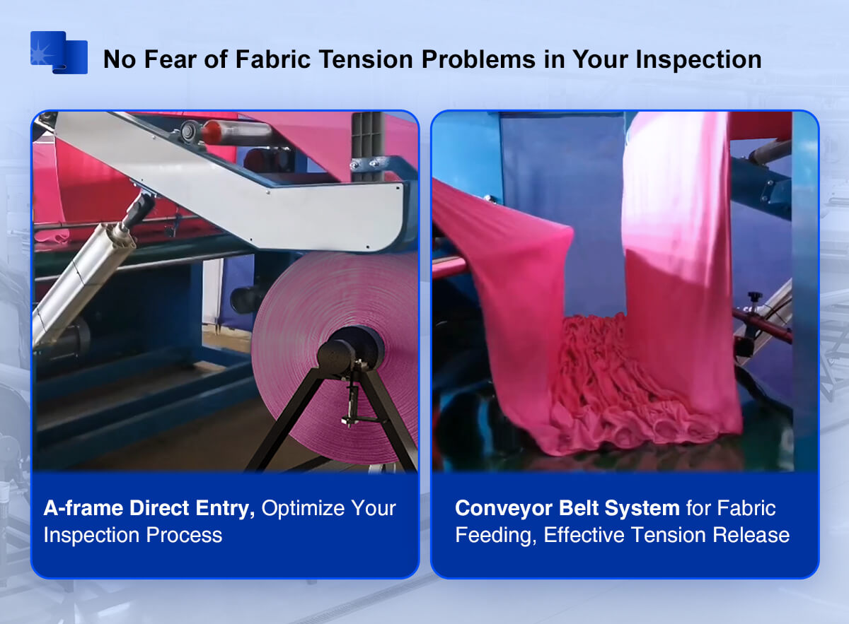 Knitted Fabric Inspection Machine Tension-less Checking no fabric tension problems
