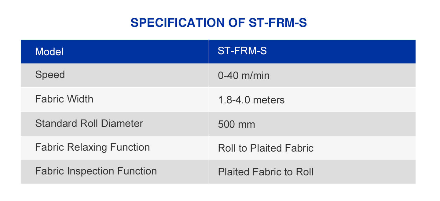 Steam type Fabric Relaxing Machine specification