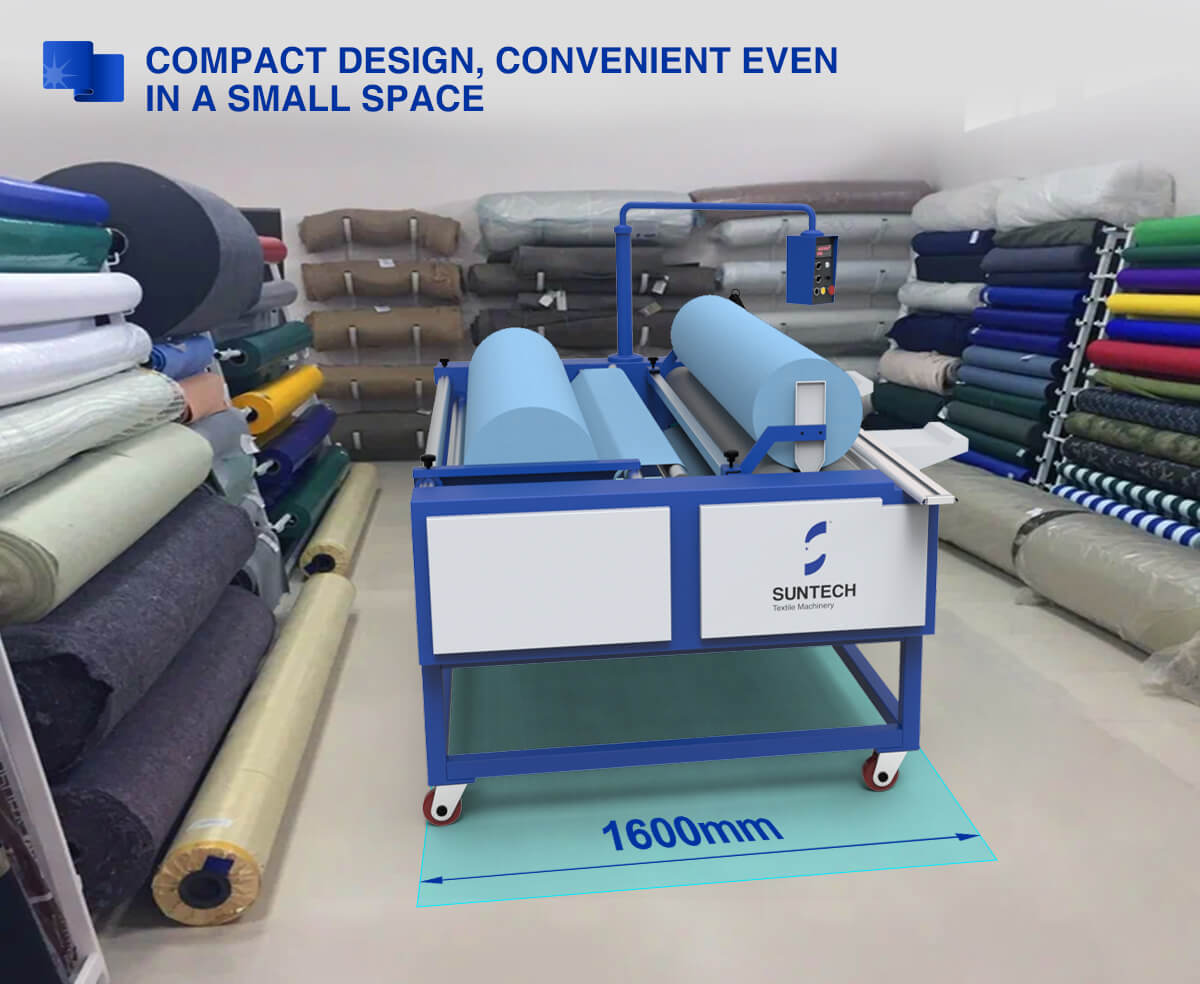 fabric measuring and rolling machine compact design