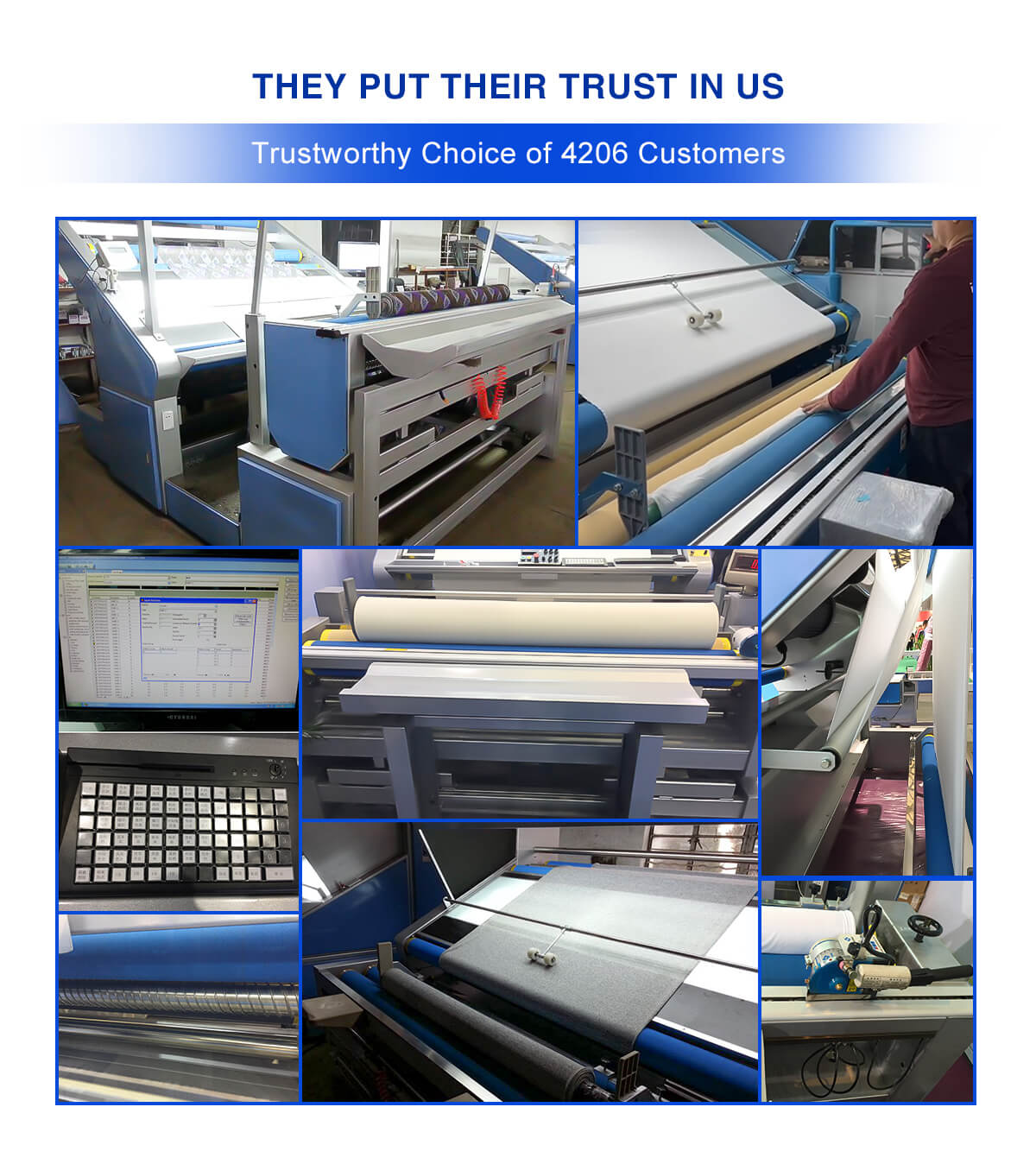 open width knitted fabric inspection machine in customers factories