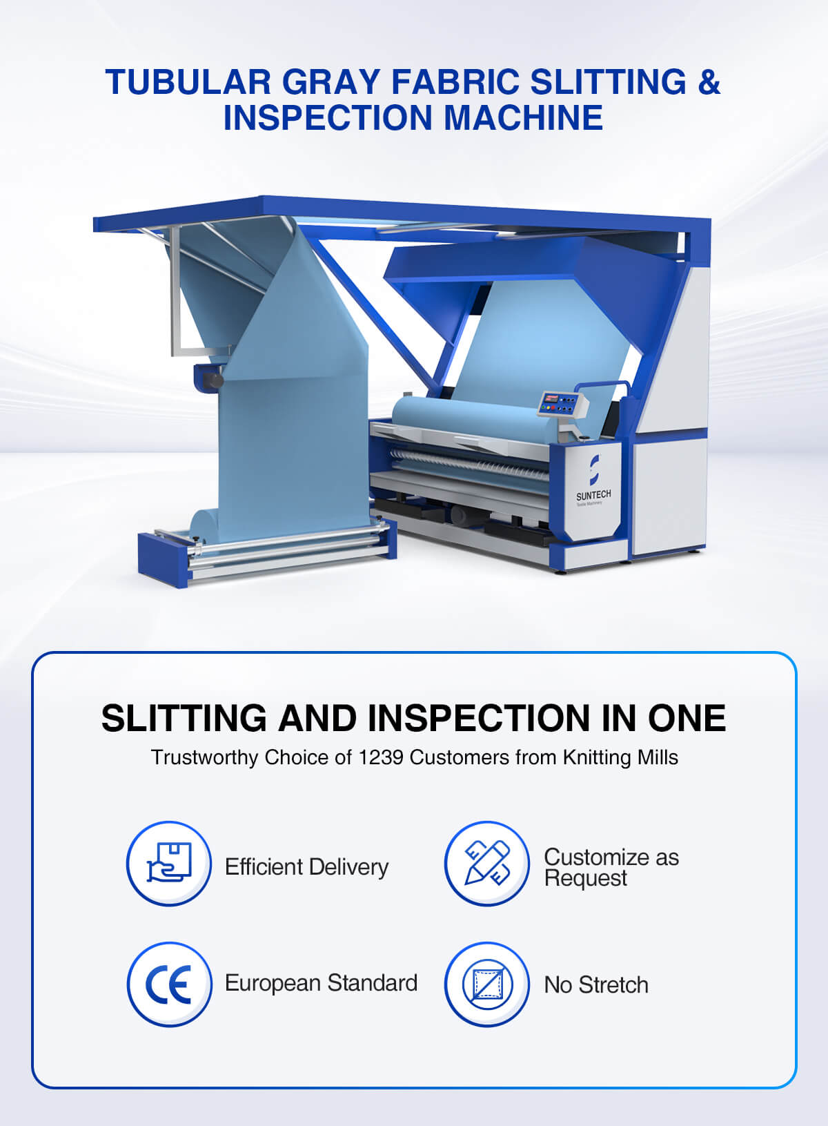 Tubular Gray Fabric Slitting & Inspection Machine features