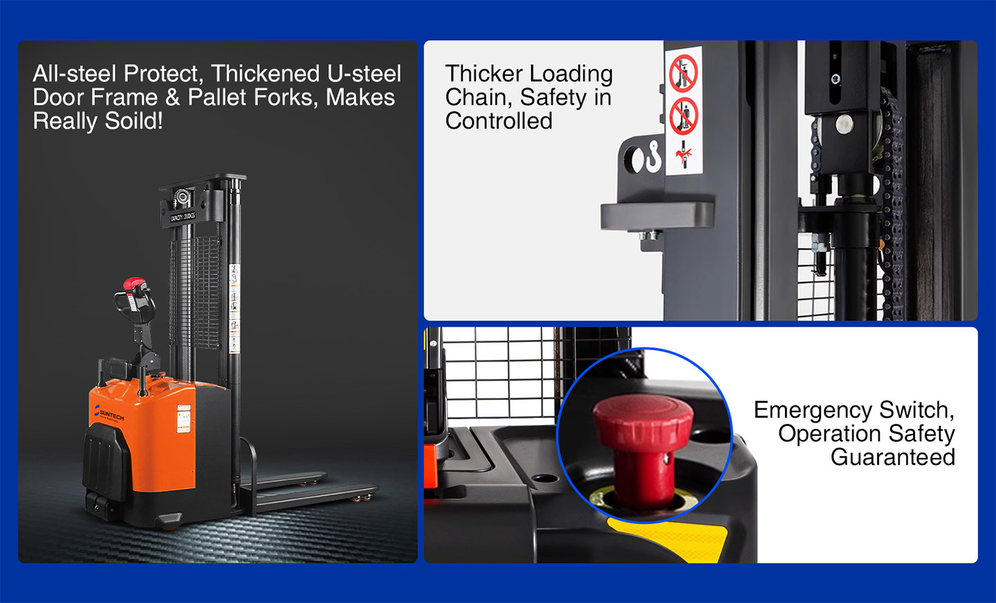 Ride-on Electric Stacker with Thicker Loading Chain