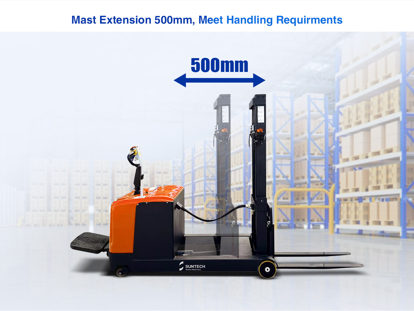 Electric Reach Stacker mast extension 500 mm