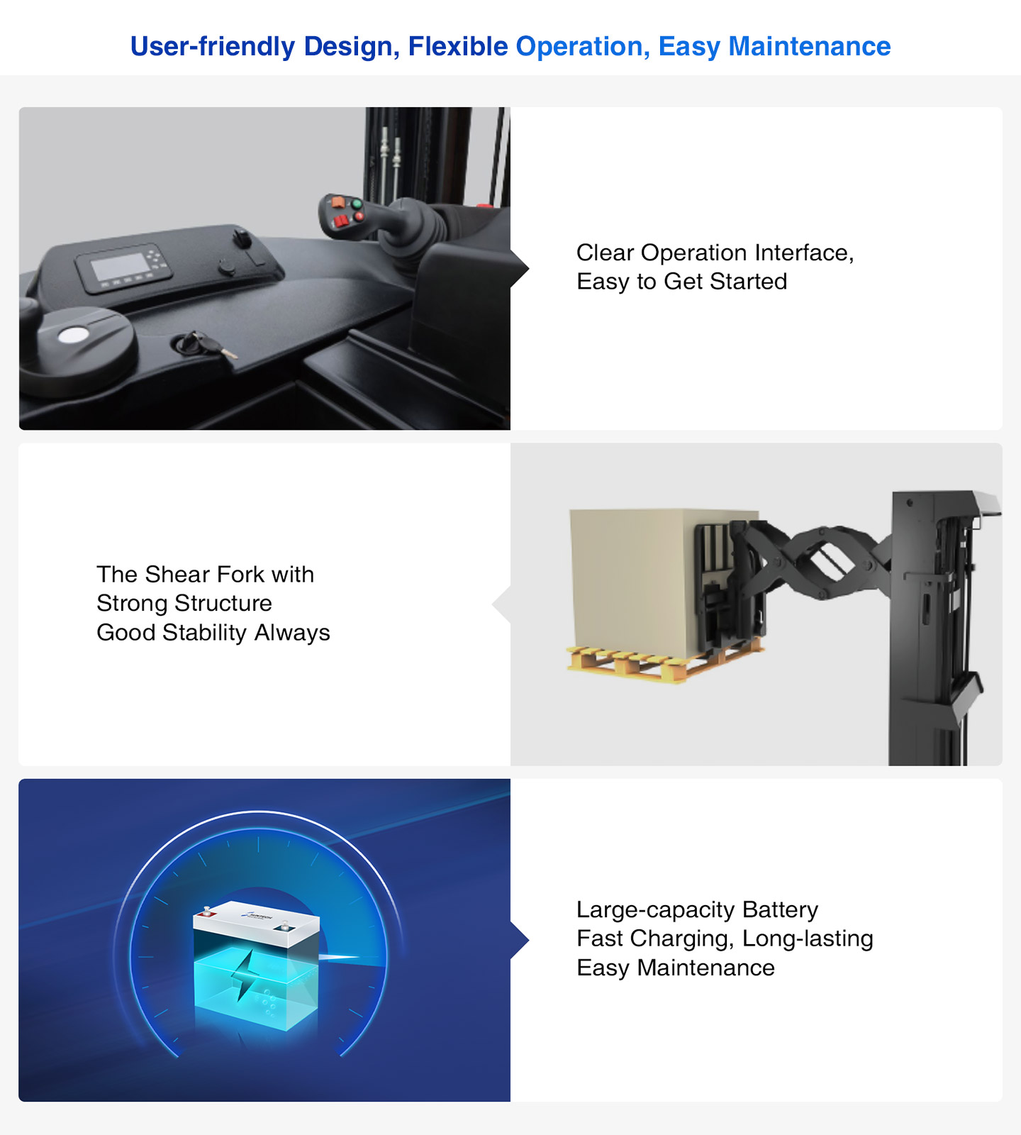 Electric Deep Reach Truck with strong structure