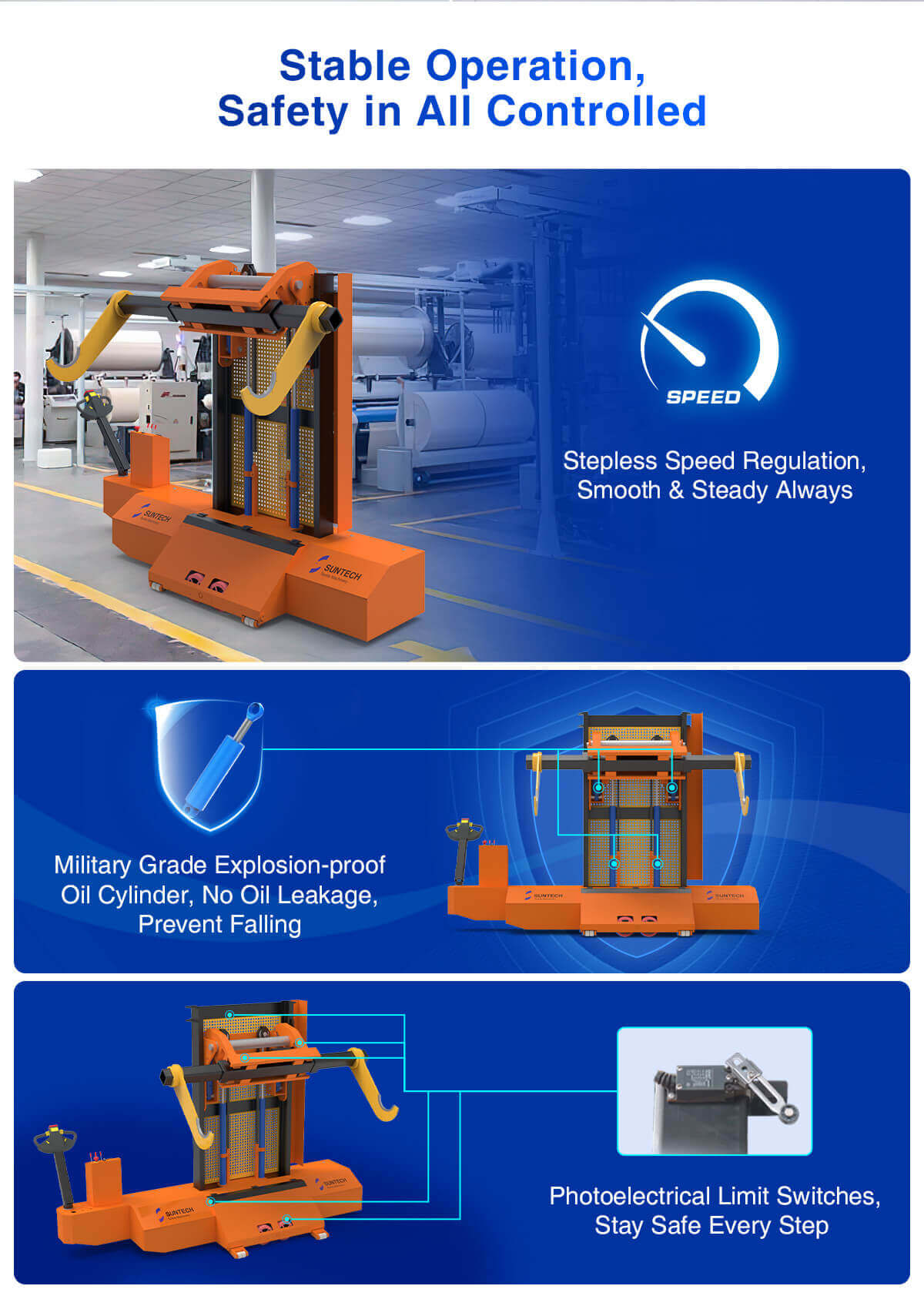 safety in all controlled Electric Warp Beam High Lift Truck