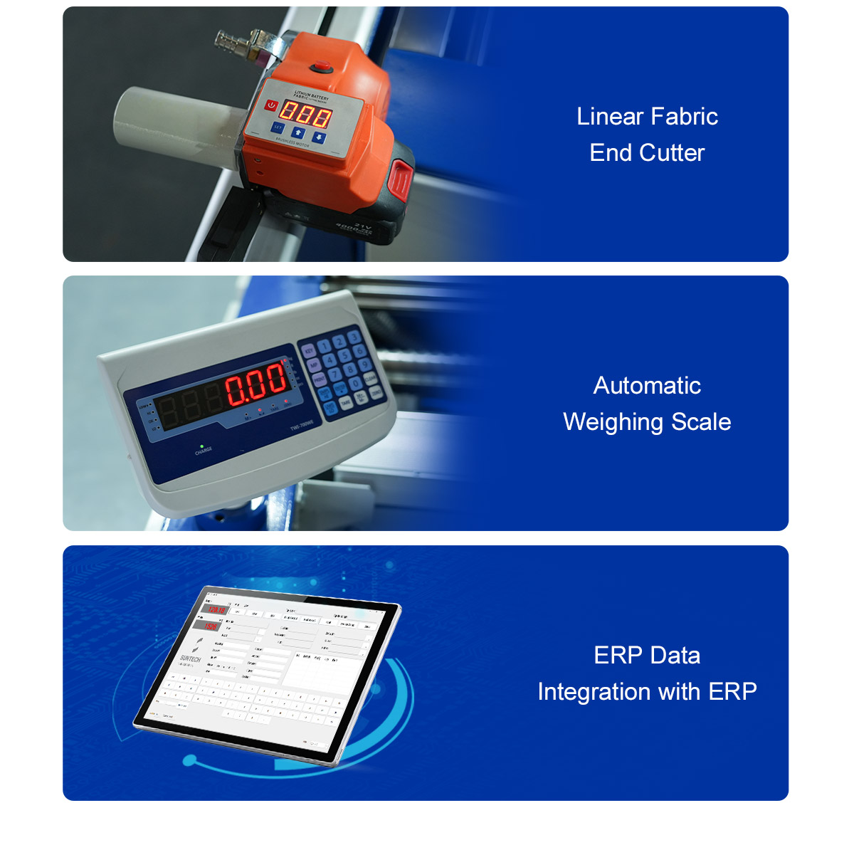 roll to roll fabric relaxing machine real-time width measuring & display