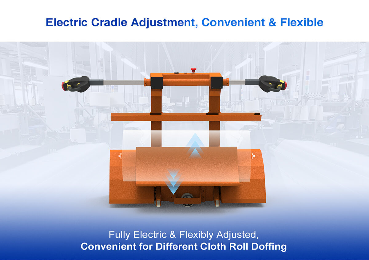 Electric Cloth Roll Doffing Trolley convenient for different cloth roll doffing